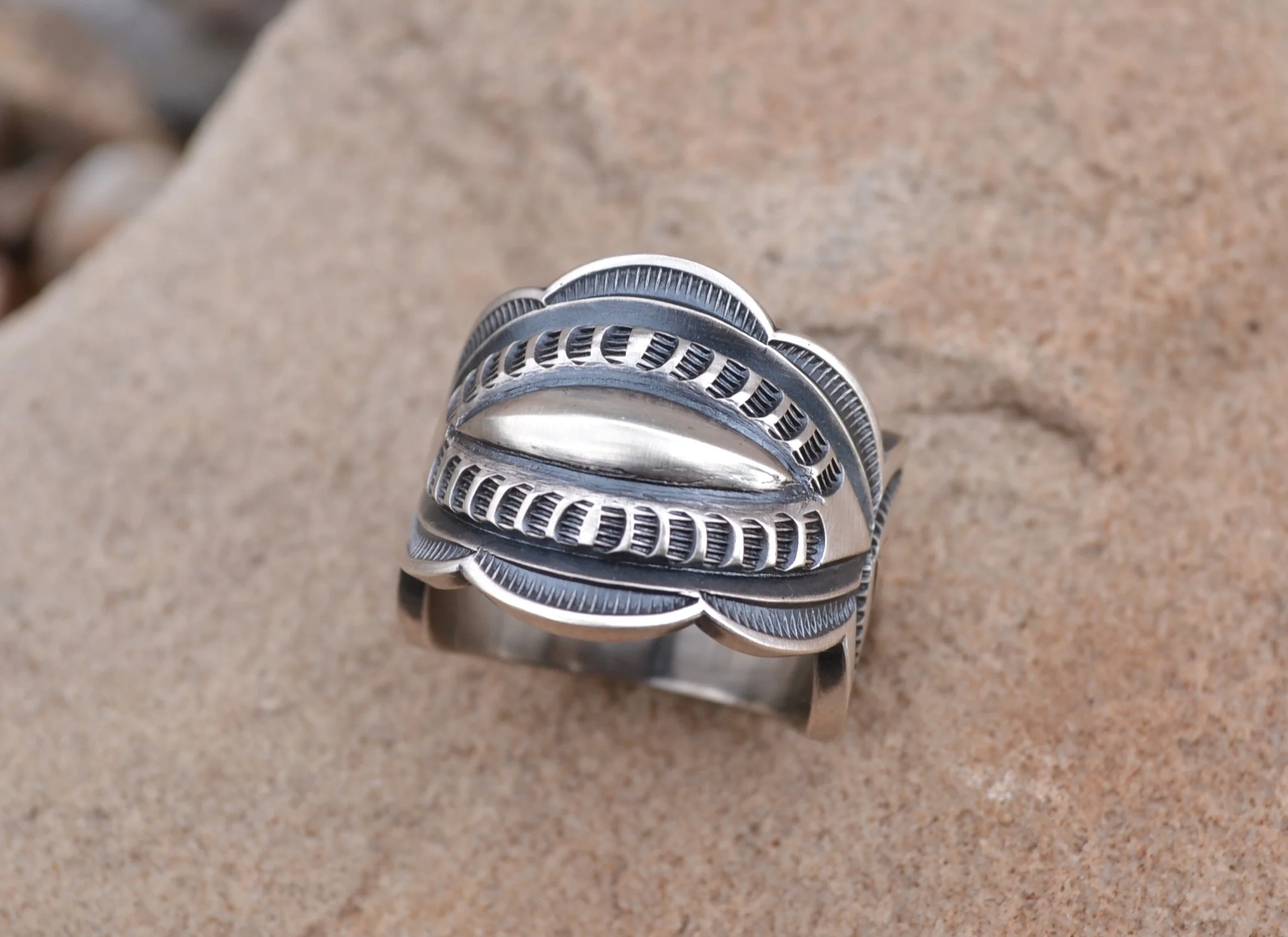 Sterling silver classic repousse ring