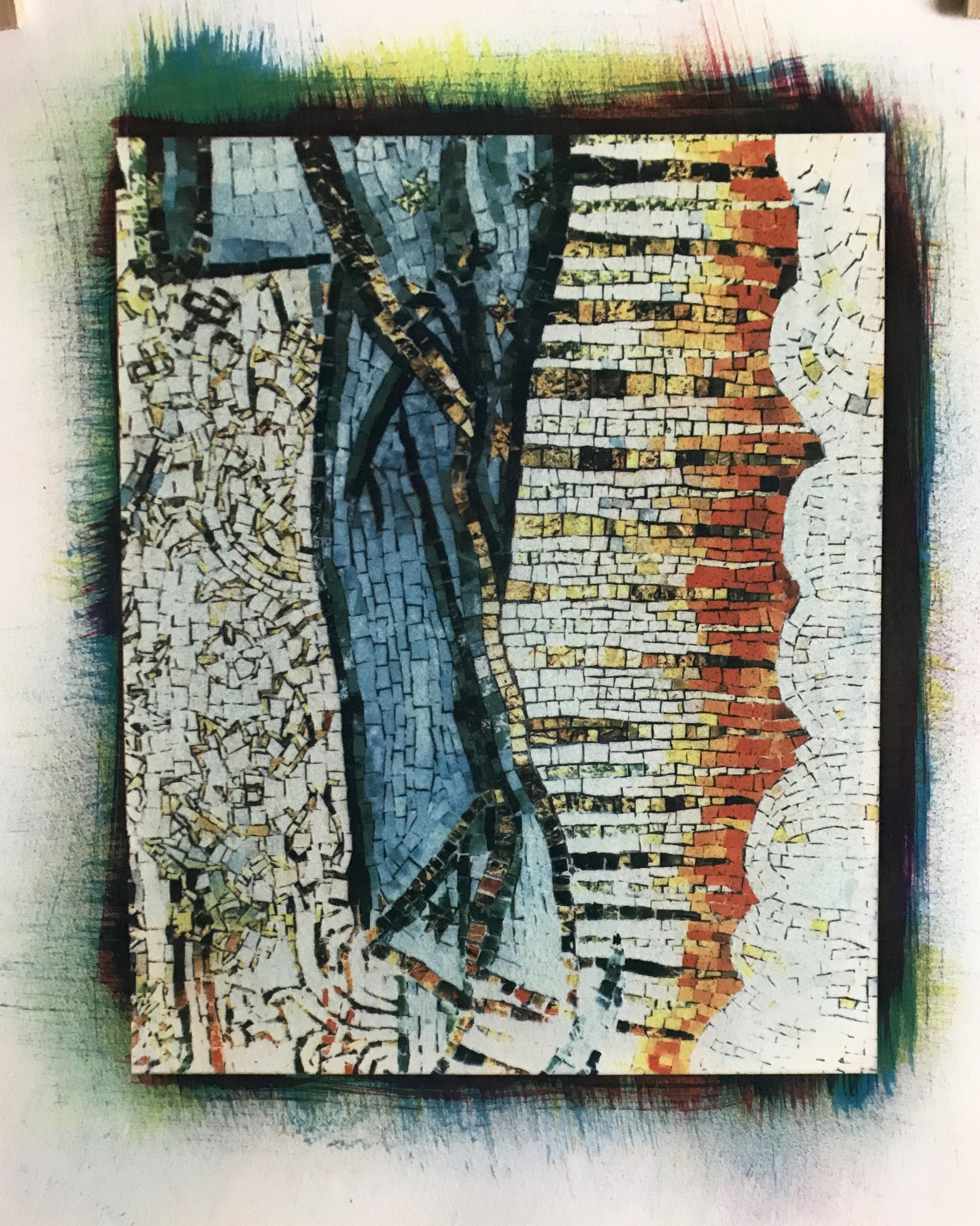 Fourth layer, phthalo blue.