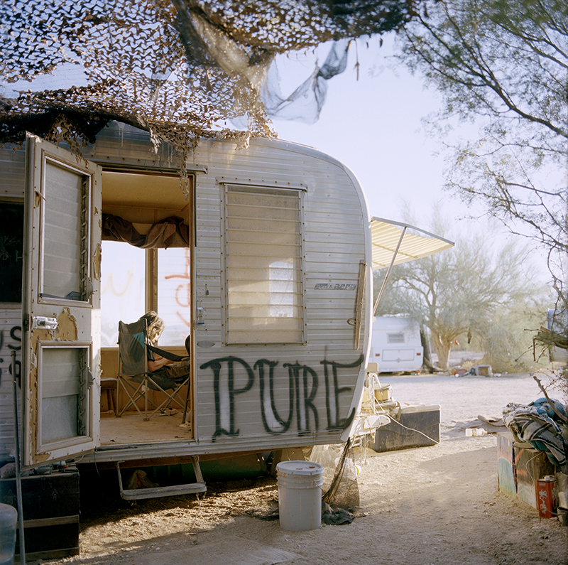 Graham quail hunting from his trailer