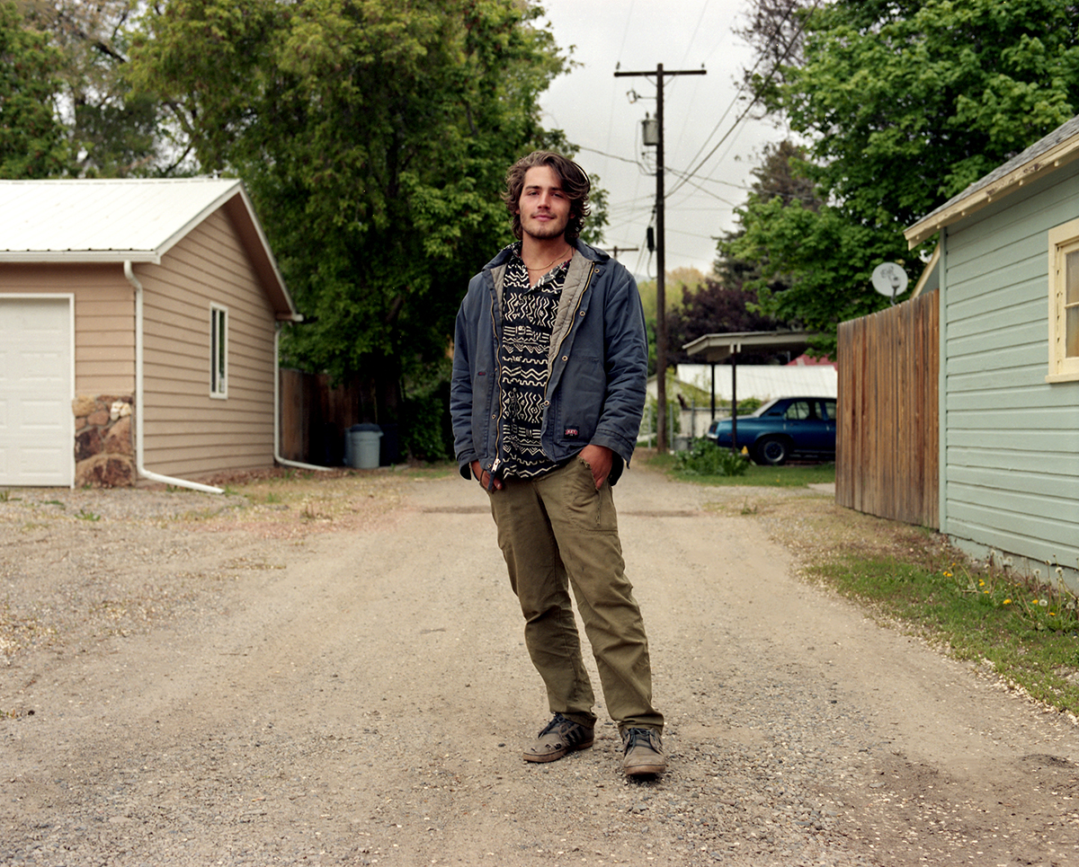  As I was unpacking I met Ethan when he walked by. He lives in Fort Collins and hitchhiked into town. I made his portrait and later that night ran into him as I rode my bike down the alley. He gave me his number, told me he was taking off, and caught