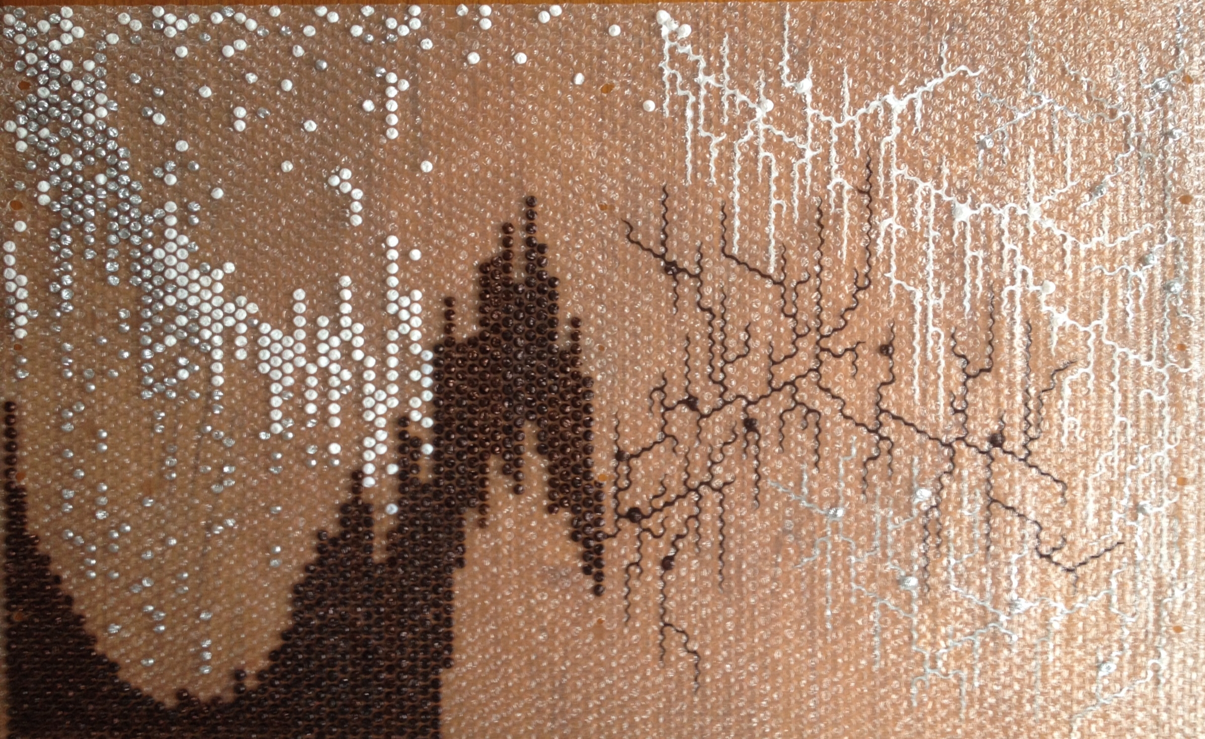 "On to Off", permanent markers on bubble wrap, 36" X 48"