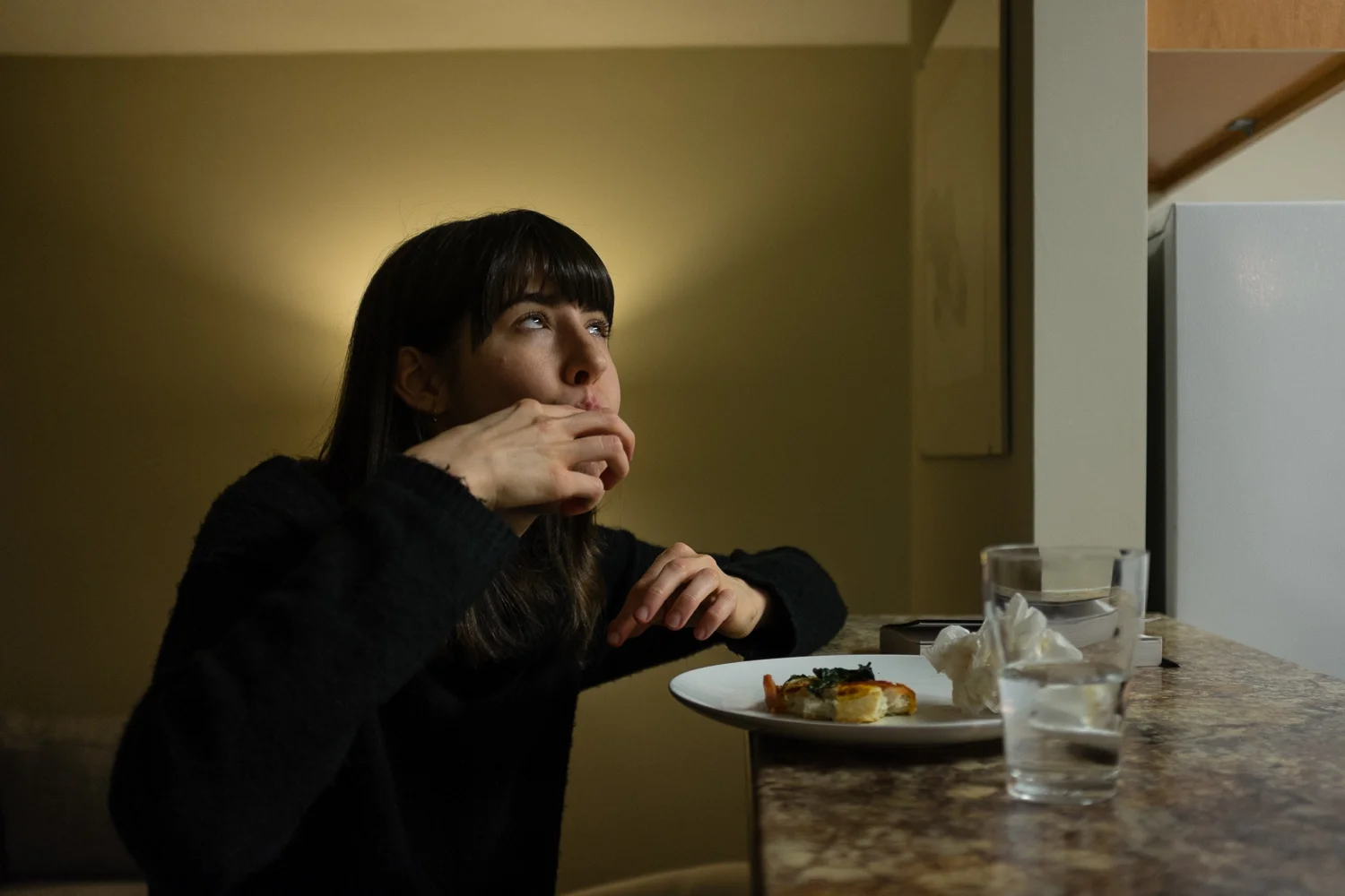Her hospitalization really helped her with her relationship to food, and she is now able to eat a full three meals a day without too much trouble.