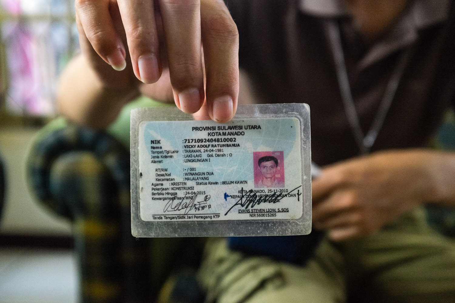   Judaism is not a recognized religion in Indonesia, which is the country with the world's largest Muslim population. Here, Vicky shows his ID card that denotes him as "Kristen", Christian in Bahasa Indones  
