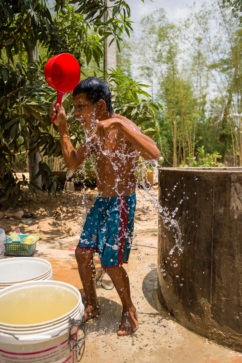 Ouk's parents never thought he would be able to take care of himself. Now, he proudly showers himself every day. 