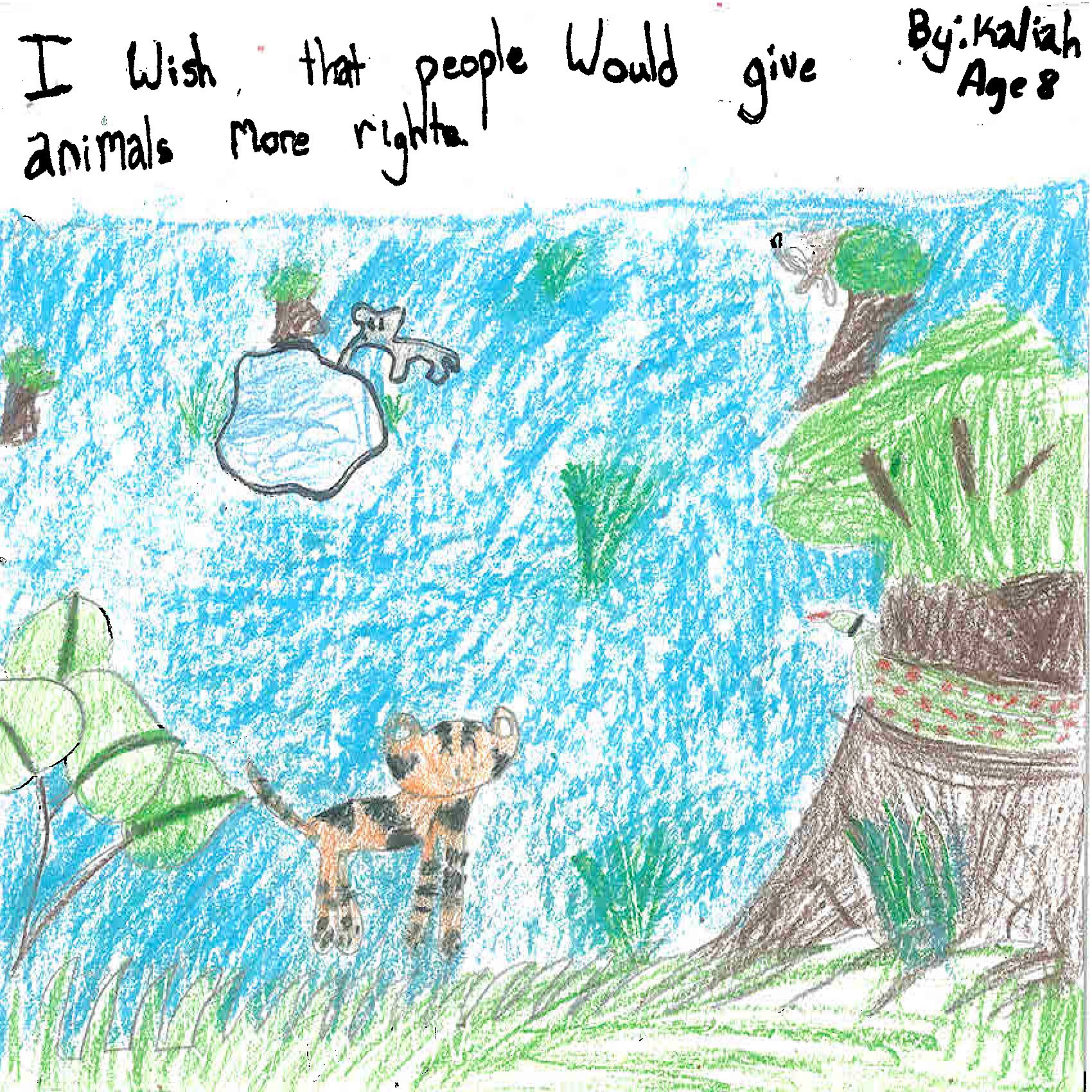 Animal rights wish by Kaliah age 8.