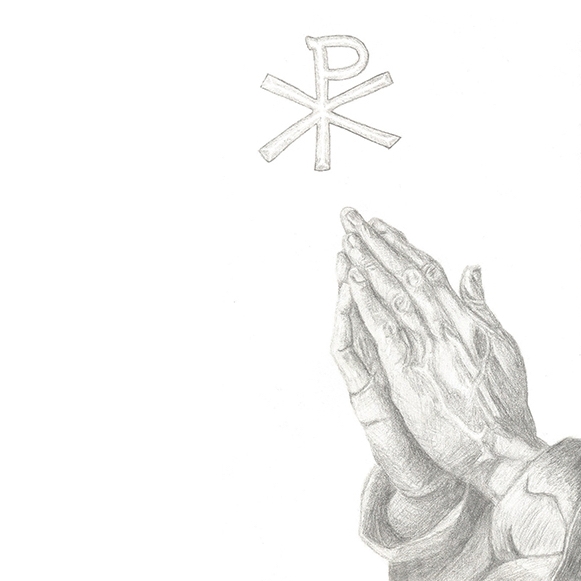 praying hands with chi-ro, 2016