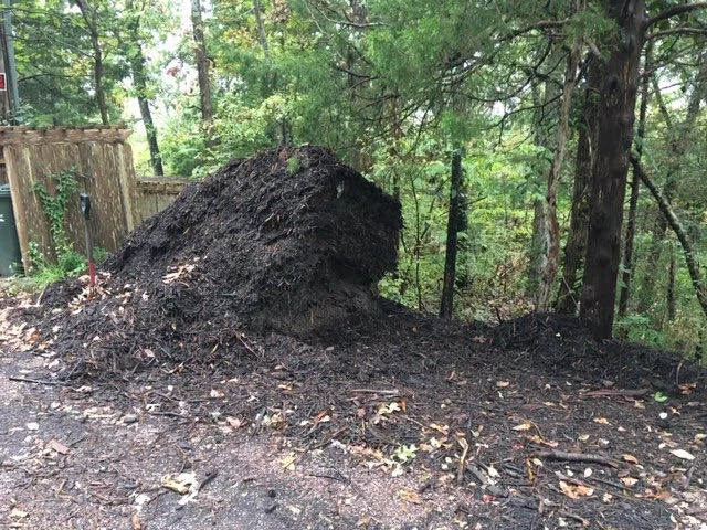 My leftover mulch pile, almost moved into the garden. (Photo by Charlotte Ekker Wiggins)