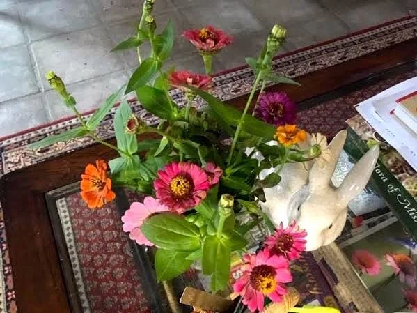 This is a zinnia bouquet from last year, such a great combination of colors! (Photo by Charlotte Ekker Wiggins)