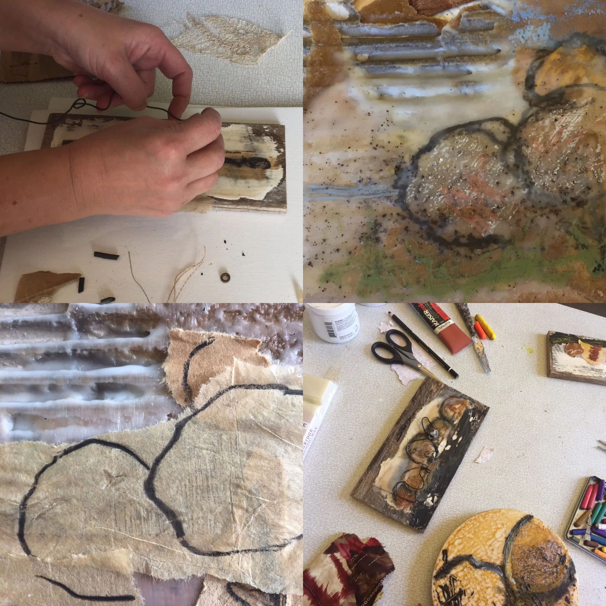 Juliet encaustic experiments in progress