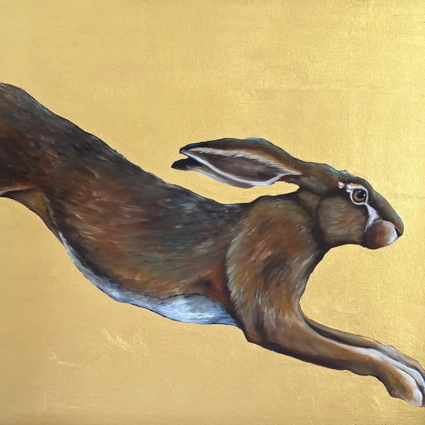 LEAPING+HARE+BECKY+MUNTING+oil+and+gold+leaf+on+board+34+x53cm+image+size+39+x+59cm+framed+in+black+tray+frame.jpg