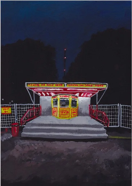 DARREN HAYMAN  SAD FAIR 6 acrylic on canvas board 21 x 30 cms framed in black frame.jpg