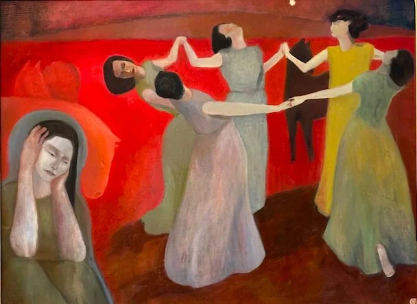 Sophie Crockett, The Dance, framed size 46 x 60cm, framed size 63 x 79 x 4cm, trad white framed with slip, £.jpg