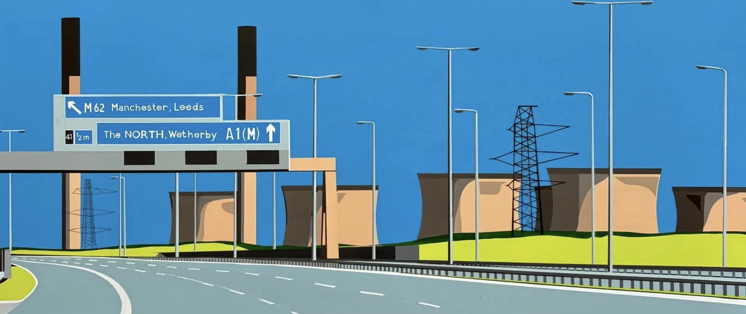 KATE JACKSON HIT THE NORTH acrylic on board 100 x 40 x 2 framed in black frame.jpg