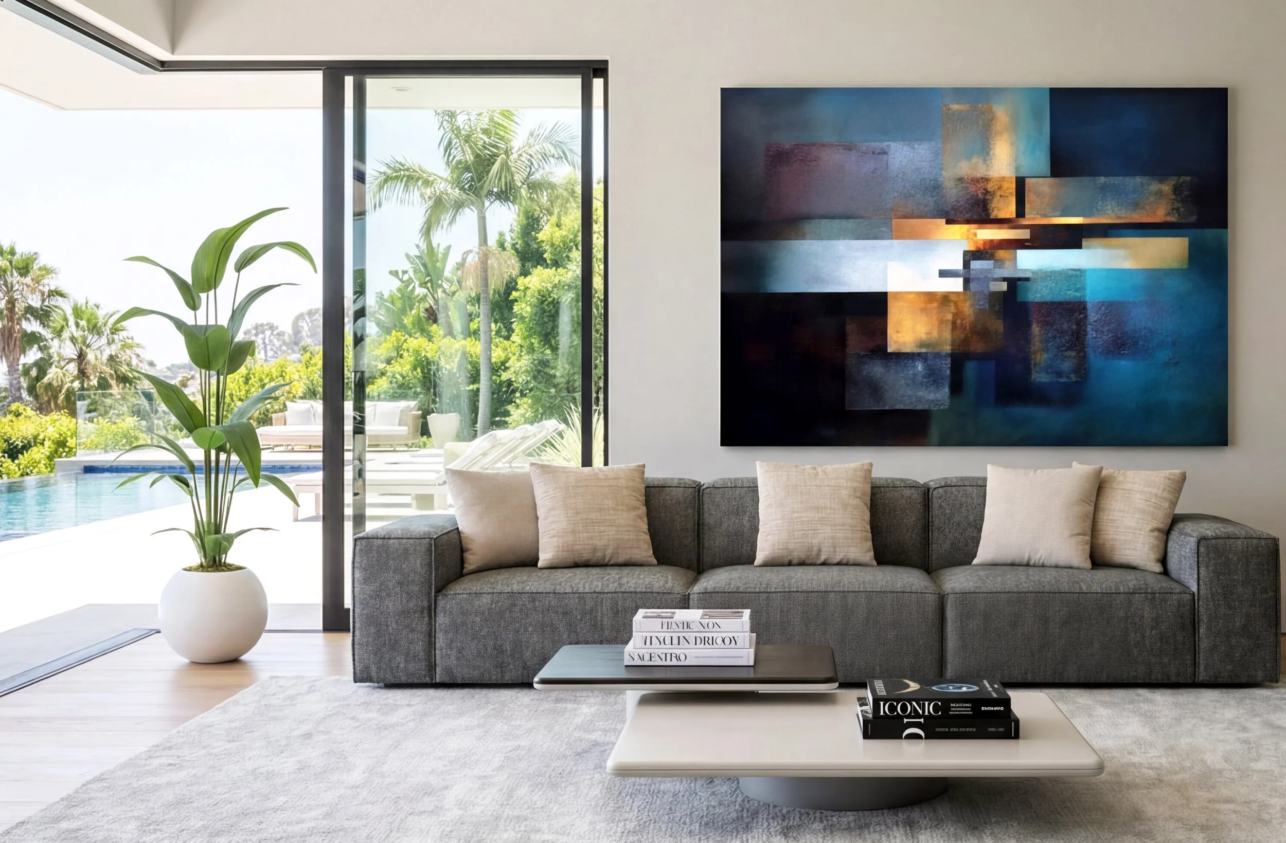 Luxury staged living room designed to enhance listing presentation quality, buyer perception and property appeal for real estate agents