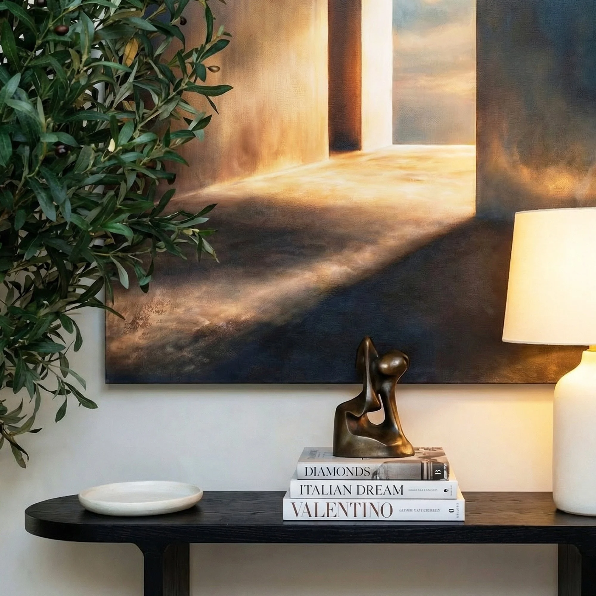 life style priming using artwork, books and decorative items