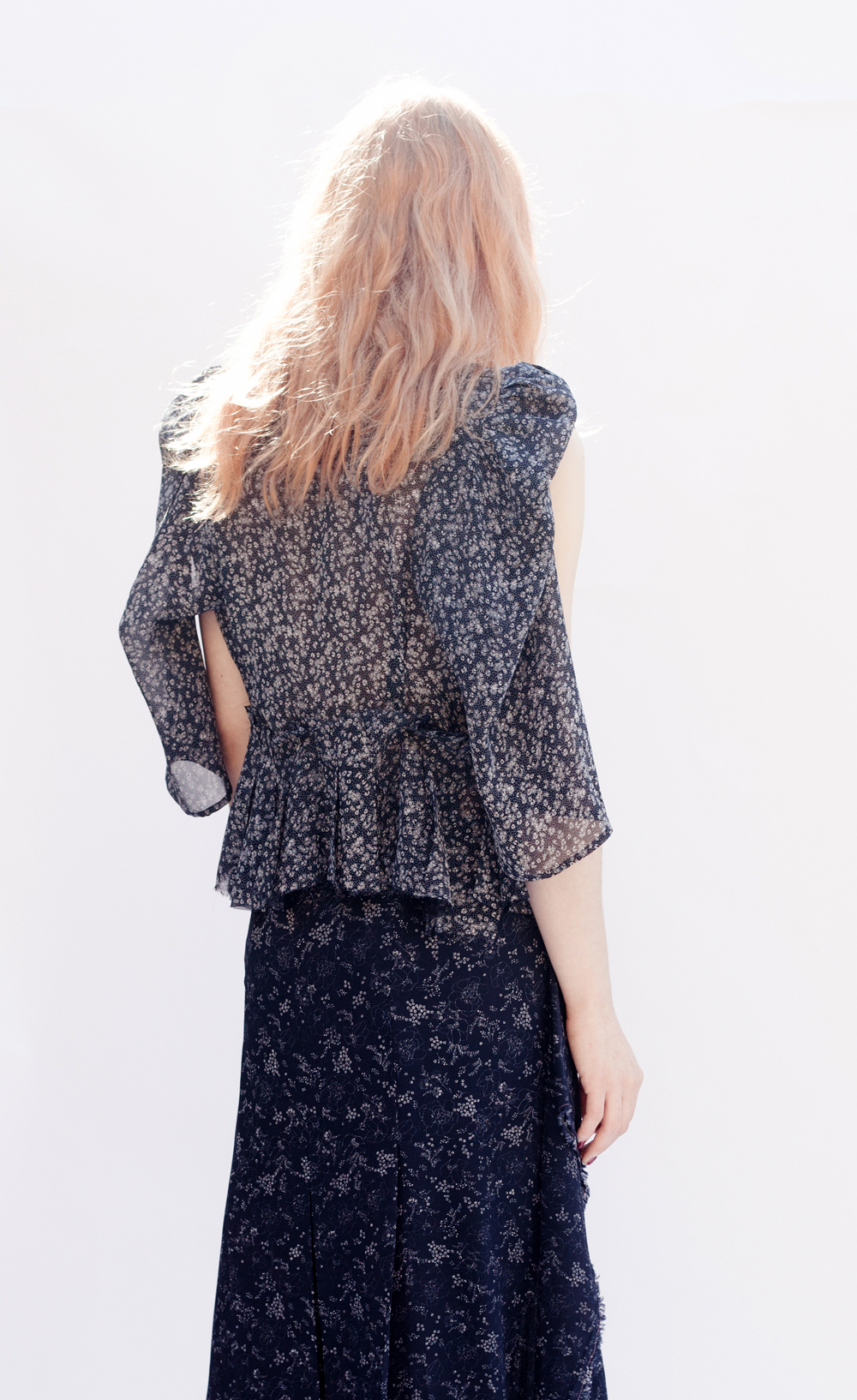 DRESS-ltd NAVY PRINT REMNANT Broken Dress Jacket & Inside Out Emerging Skirt