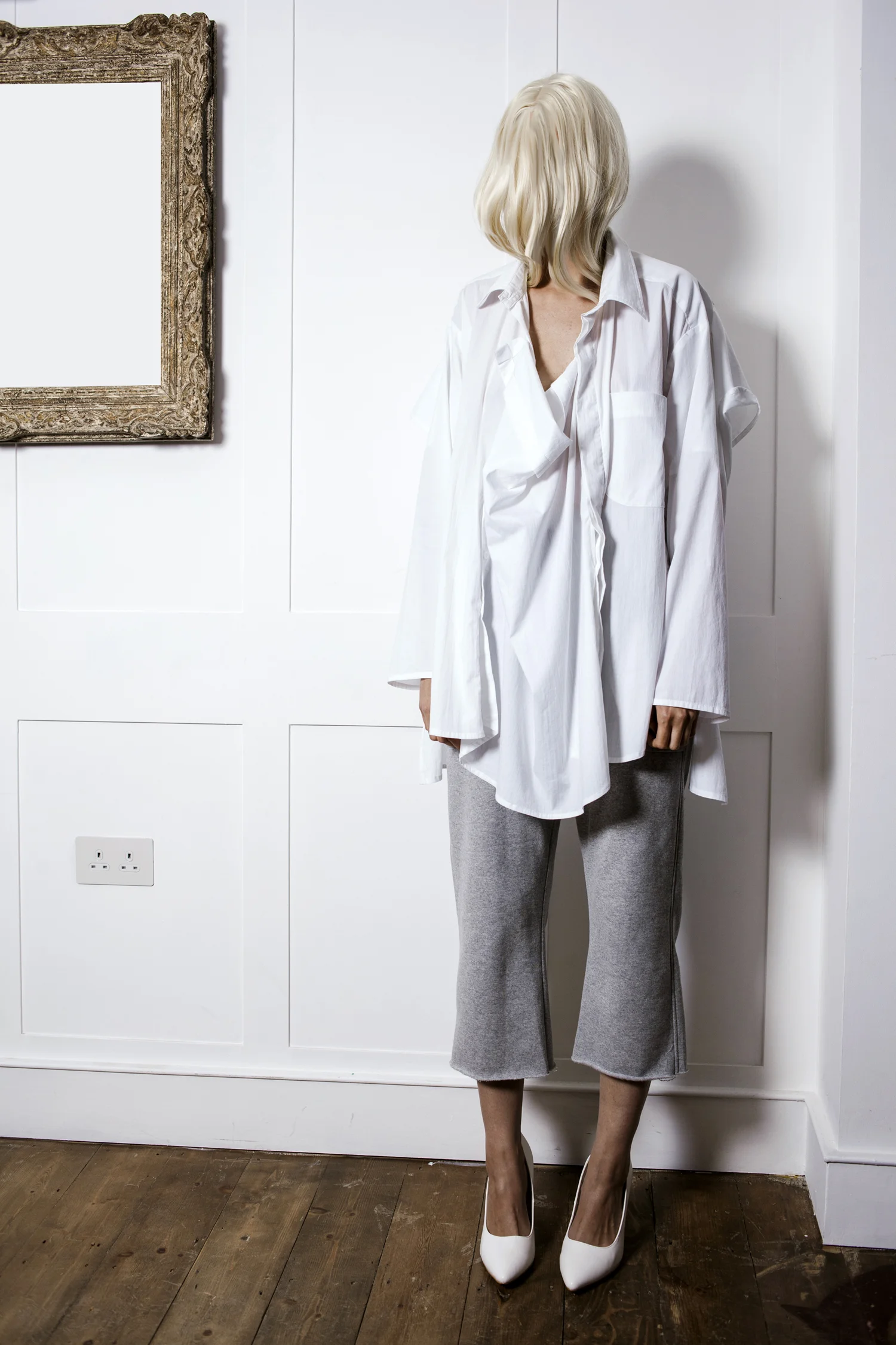 DRESS SUPERBASICS White Adaptable Frame Shirt in 3 parts in White Cotton #dressltd