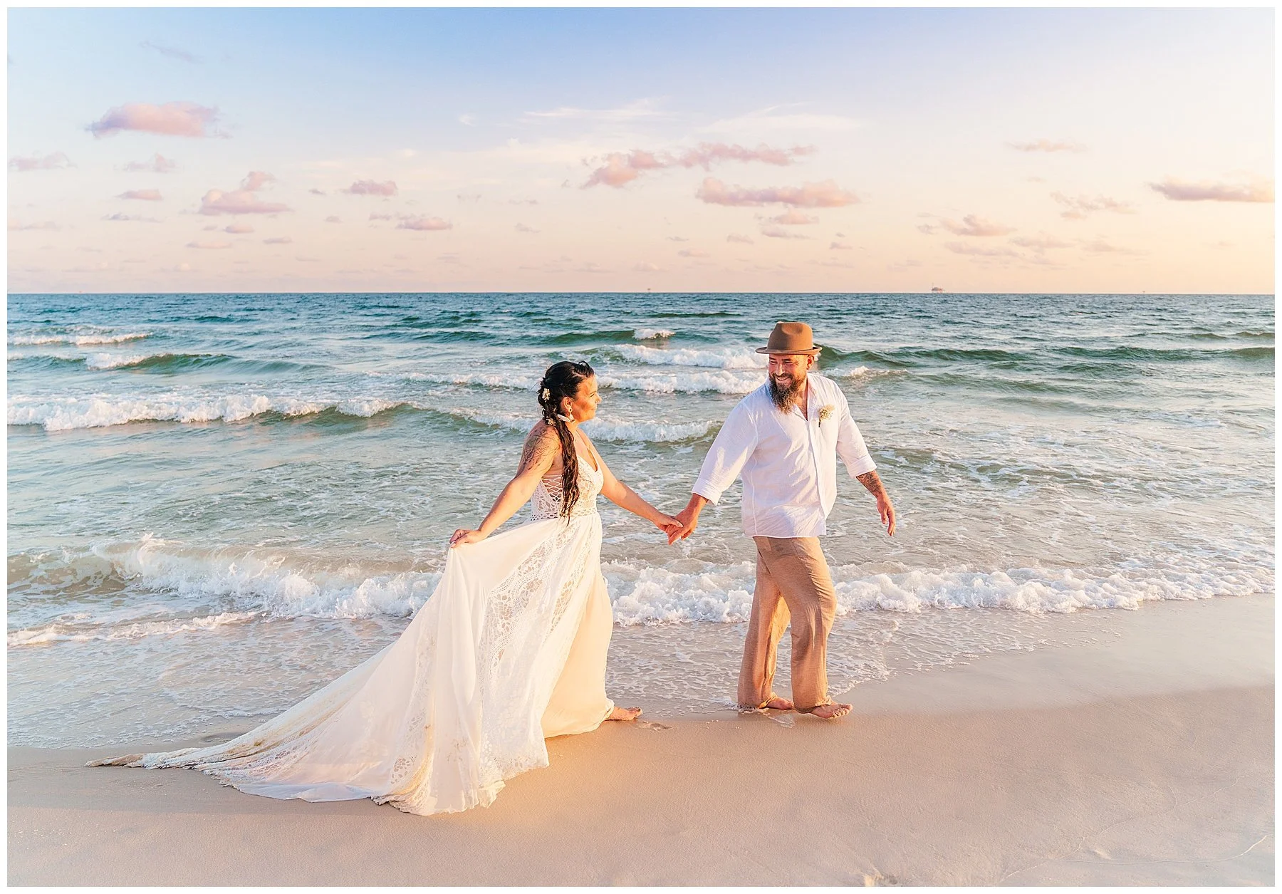 A Boho Fort Morgan Beach Wedding: Brandy &amp; Daniel’s Beautiful Sunset Celebration