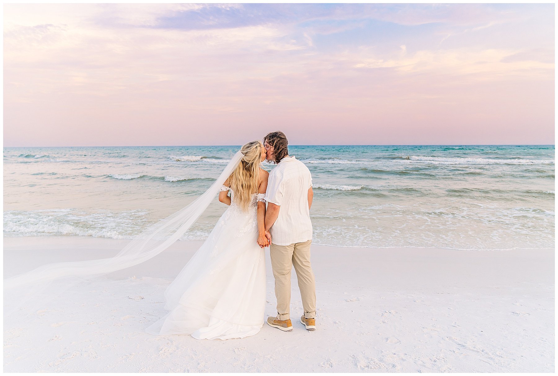 A Christian Beach Wedding in Gulf Shores, Alabama: High School Sweethearts Say "I Do" Beneath a Cross Arch