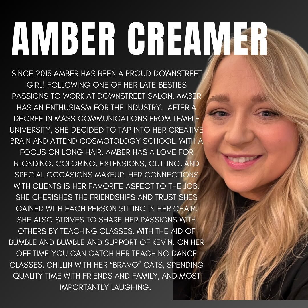 Say hello to Stylist Spotlight Amber C today! Show her some love! Happy Thursday from all of us at downstreet. Don&rsquo;t forget our Seaweed conditioner promo we have for the month of March! Hope to see you in our chairs soon! 🤍