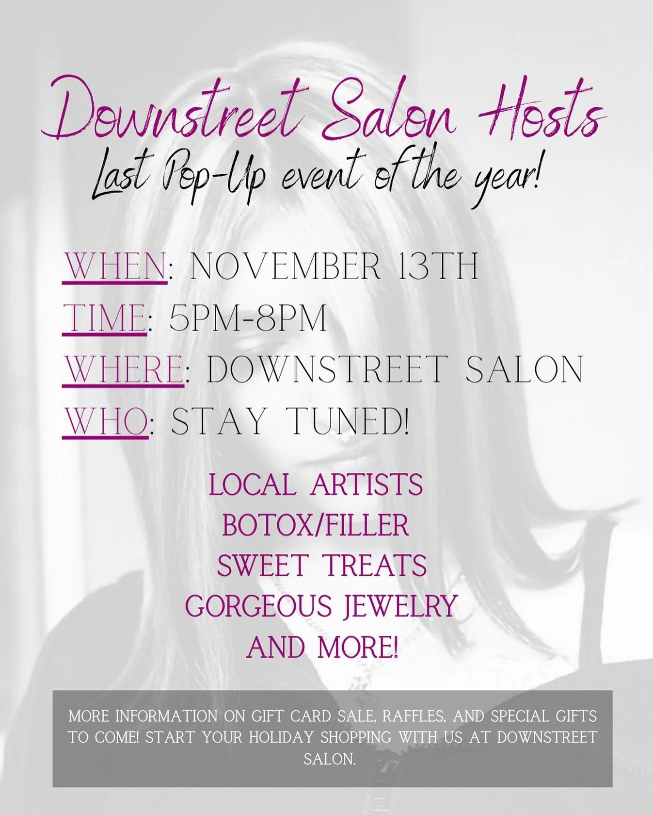 Stay tuned for more informations on our last pop-up event of the year! Lots of fun things to come!