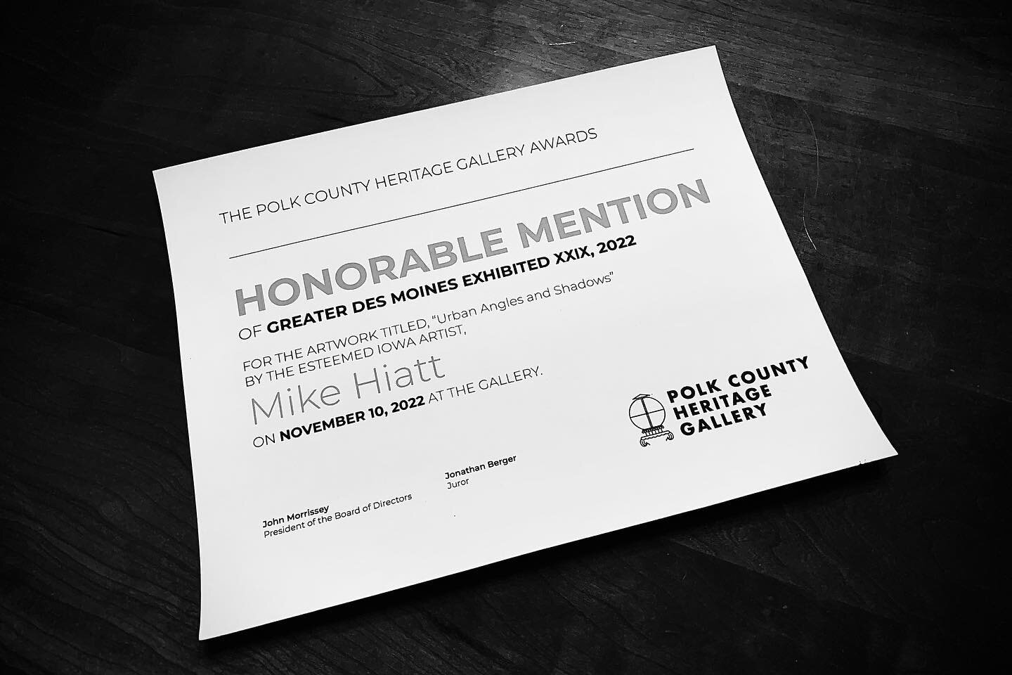 Honorable Mention 
Never been called &ldquo;esteemed&rdquo; before. 
Thanks @polkcountyheritagegallery !
