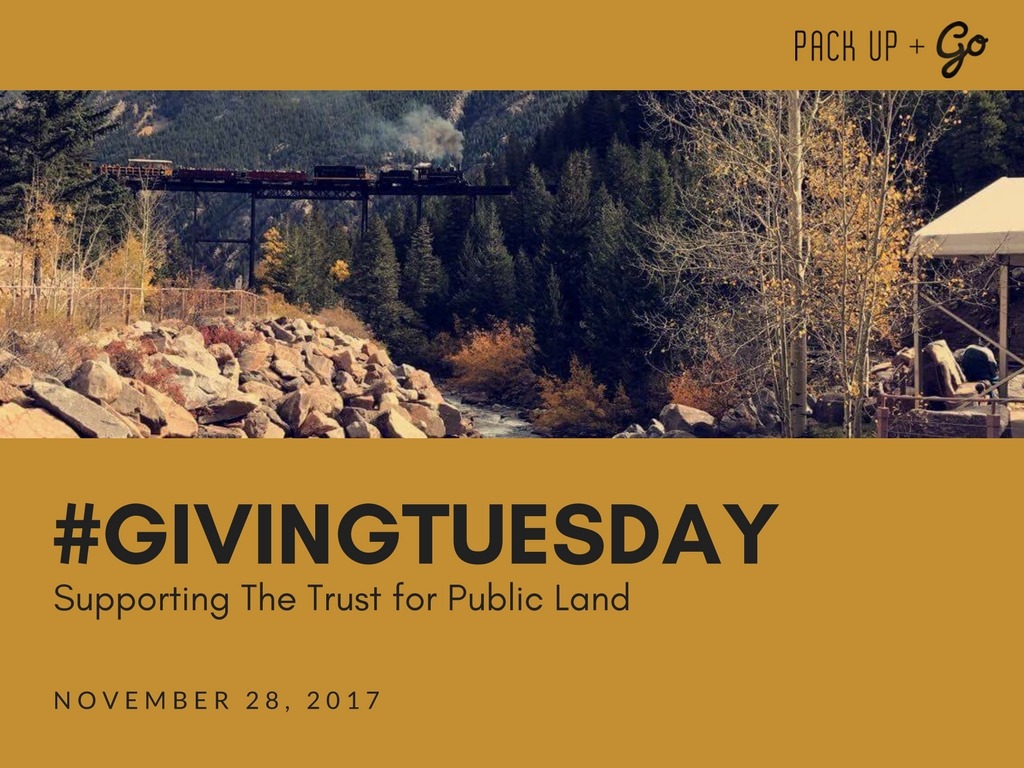 In 7 days, Pack Up + Go will be participating in Giving Tuesday! A portion of profits from all trips booked + gift cards purchased on Tuesday, November 28th, 2017 will be donated to The Trust for Public Land - an organization which works to protect close-to-home parks, particularly in and near cities, where 80 percent of Americans live. More information on The Trust for Public Land here: http://bit.ly/TrustforPublicLand