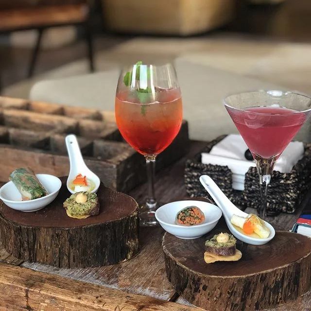 Pre-dinner drinks and canap&eacute;s -beautiful presentation and delicious!  #farmatcapekidnappers #newzealand #luxurytravel