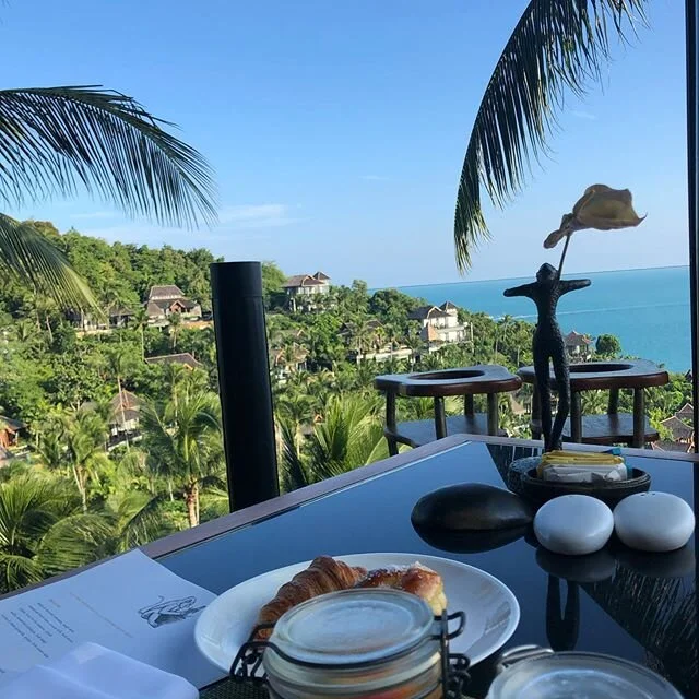 Missing this today... delish breakfast with unbelievable views, beautiful, serene, peaceful setting, sunsets and my travel buddies!  This is Four Seasons Koh Samui #bucketlisthotels ✔️ @robertatravel @robynjj2 @sjs_experiences @joycekrichman #kunchad