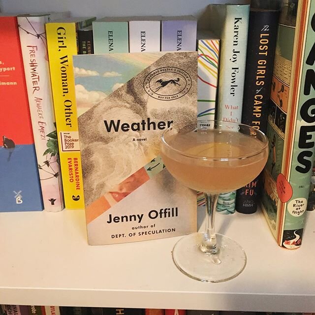 This is Weathering With You, a drink made to entice Christopher&rsquo;s wife Sarah into co-hosting (tequila is one of her favorites) and inspired by the prepper foraging in Jenny Offill&rsquo;s Weather. Sarah and Christopher drank this and talked in 