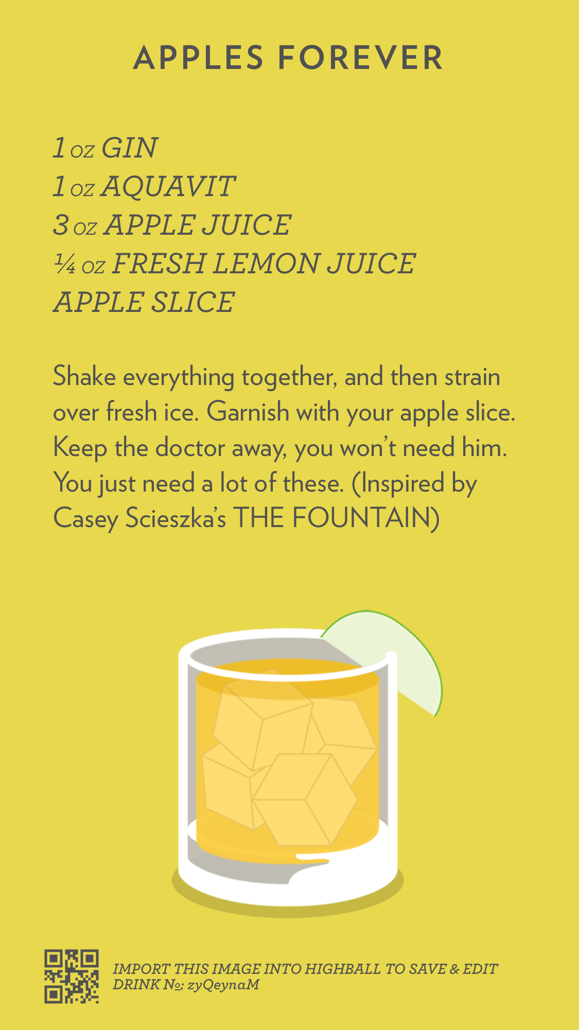 gin, aquavit, apple juice, lemon juice, apple slice