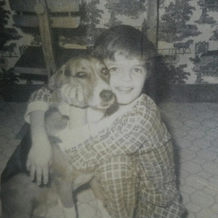 my first dog, patches, and me