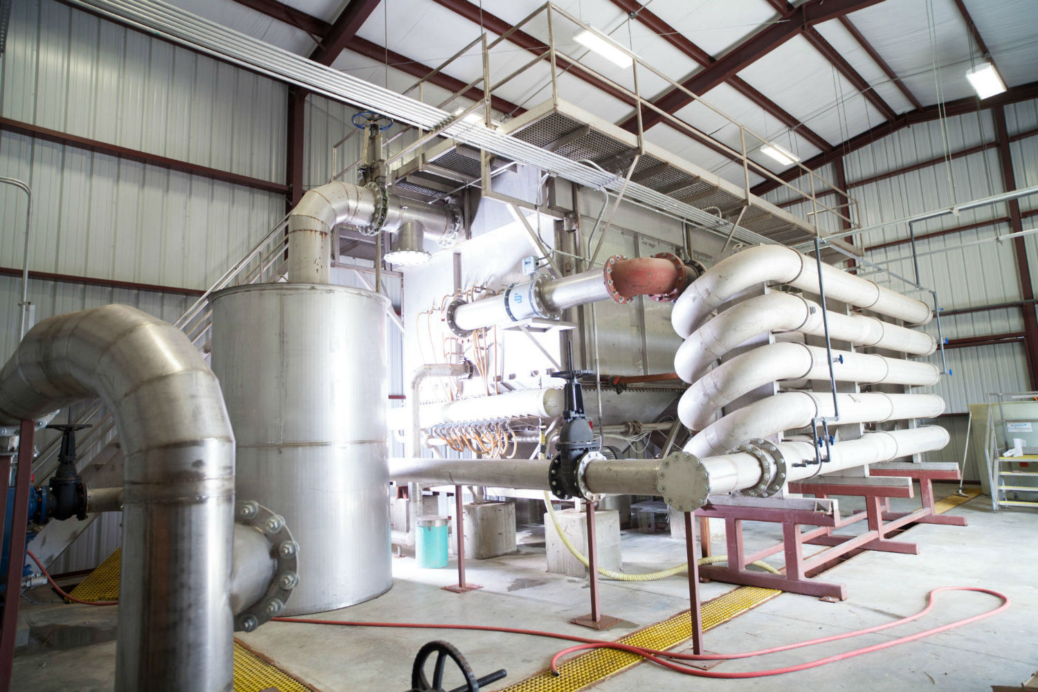 Photo of a Dissolved Air Flotation Unit (DAF) installed in 2013 at the Simmons Foods treatment facility. A DAF removes high phosphorus solids after primary activated sludge treatment.