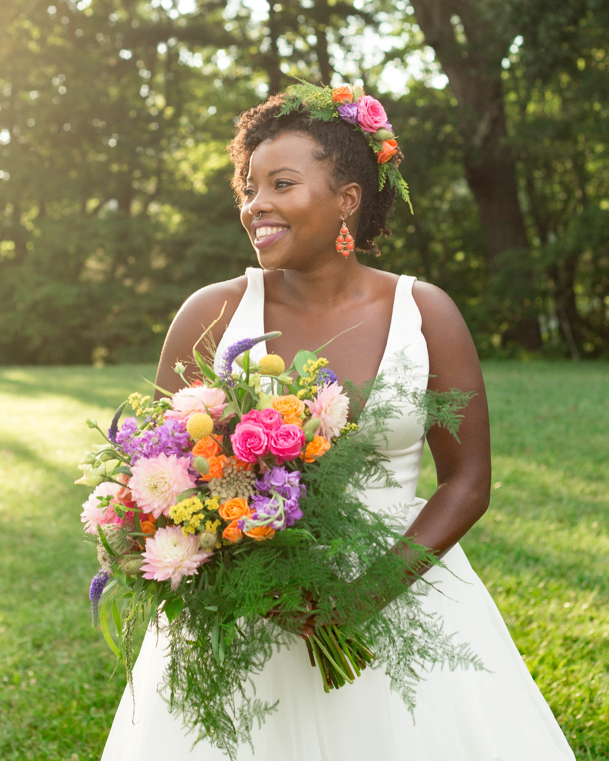 Asheville, NC weddings and elopements | colorful wedding flowers