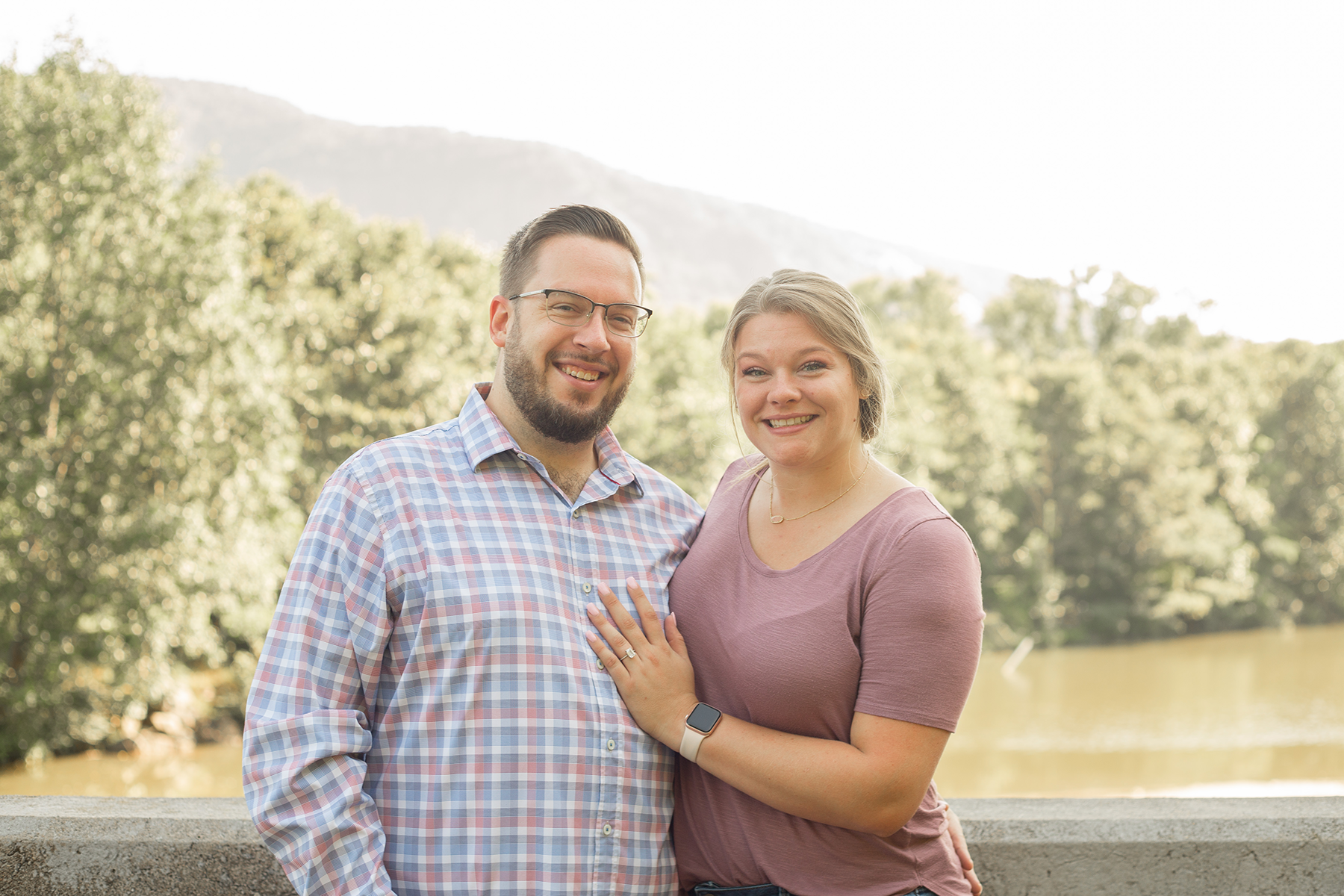 Engagement photos at Lake Lure Flowering Bridge