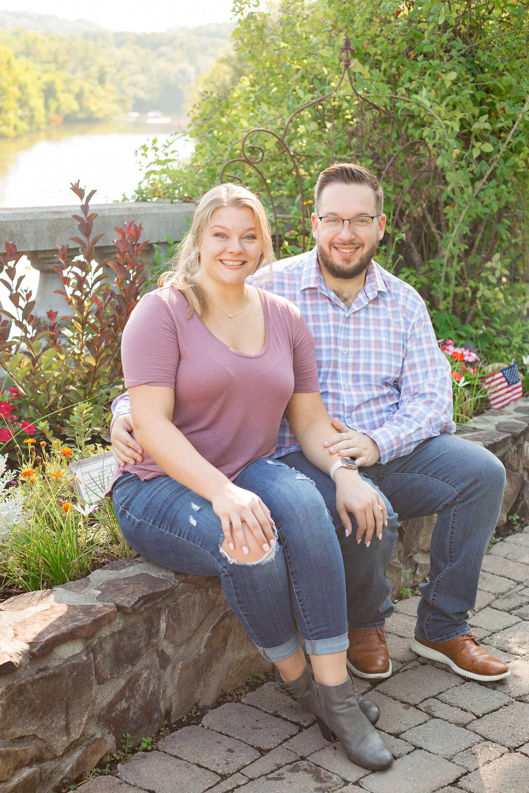 Engagement photos at Lake Lure Flowering Bridge