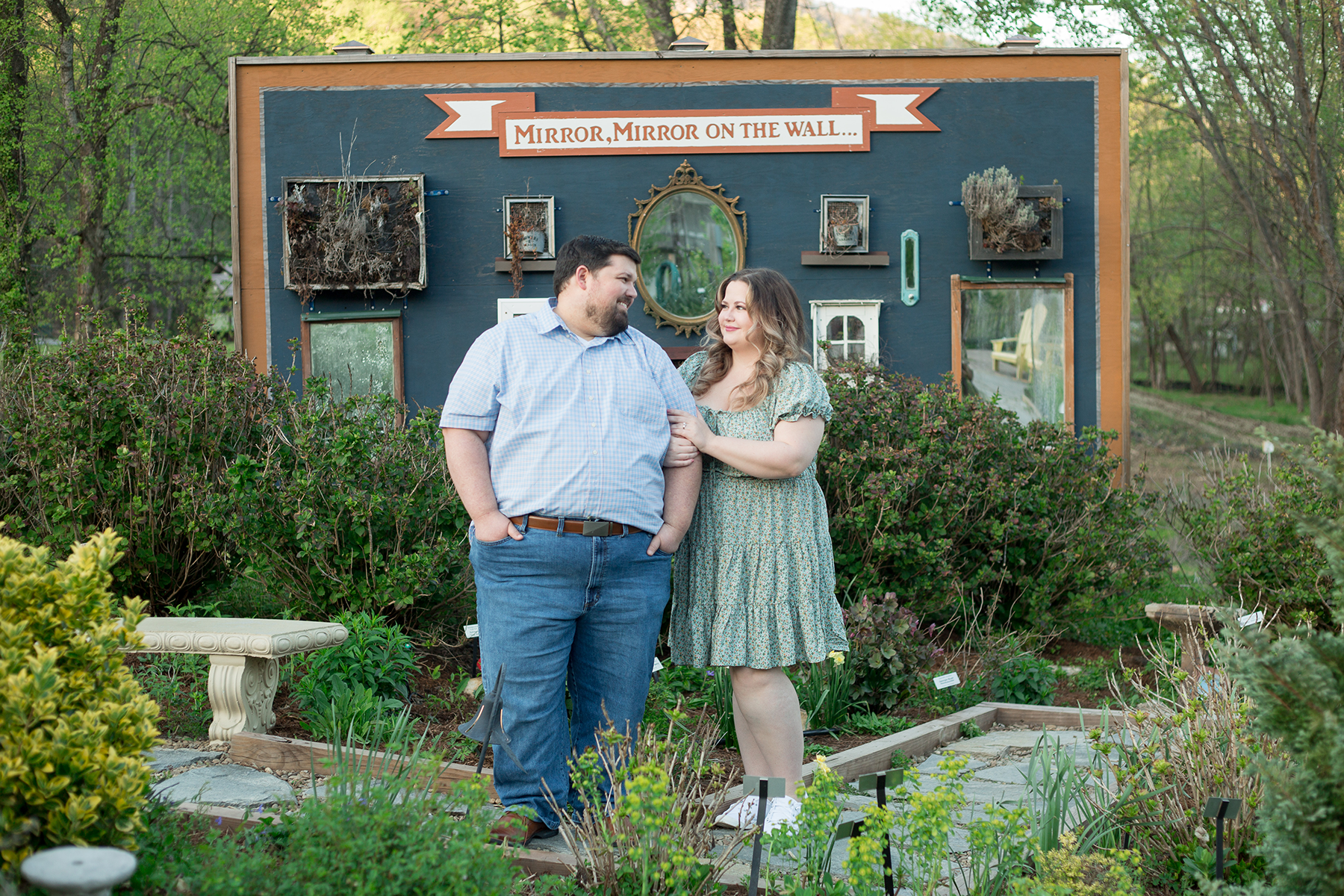 Engagement photos at Lake Lure Flowering Bridge