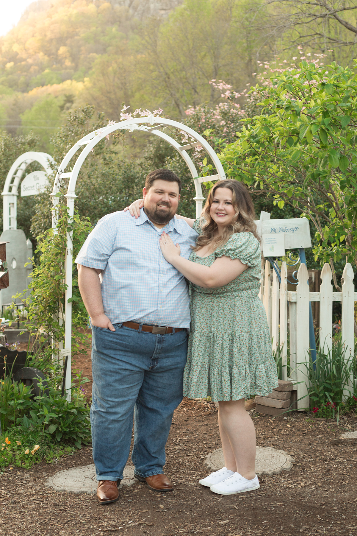 Engagement photos at Lake Lure Flowering Bridge