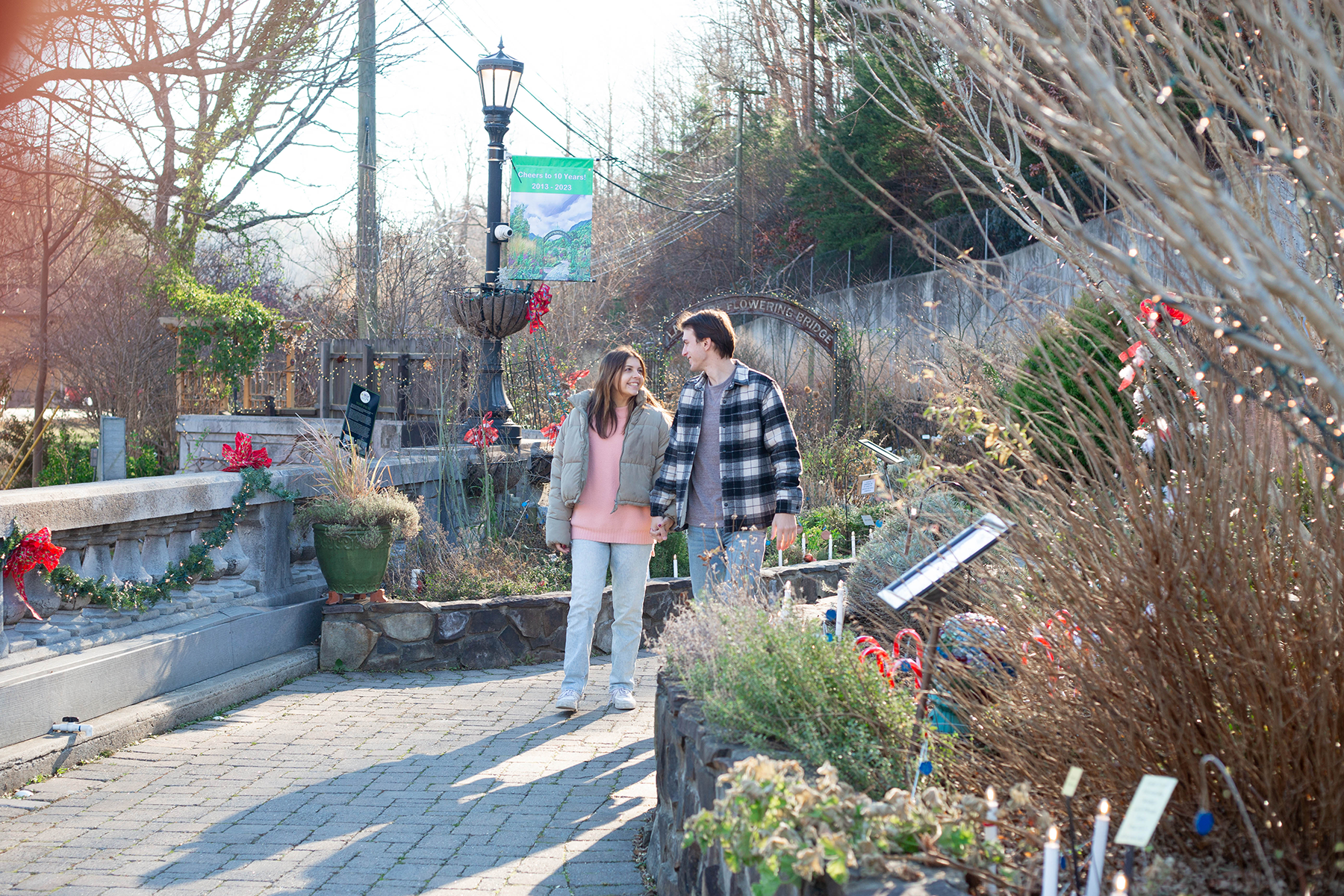 Engagement photos at Lake Lure Flowering Bridge | Christine Scott Photography