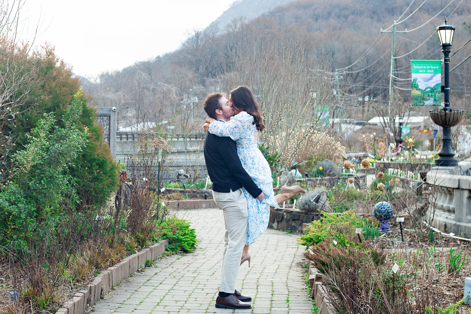 Engagement photos at Lake Lure Flowering Bridge | Christine Scott Photography