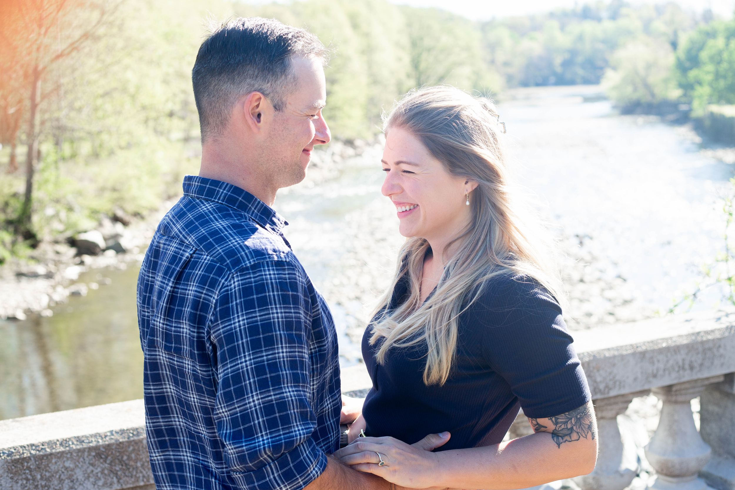 Engagement photos at Lake Lure Flowering Bridge | Christine Scott Photography