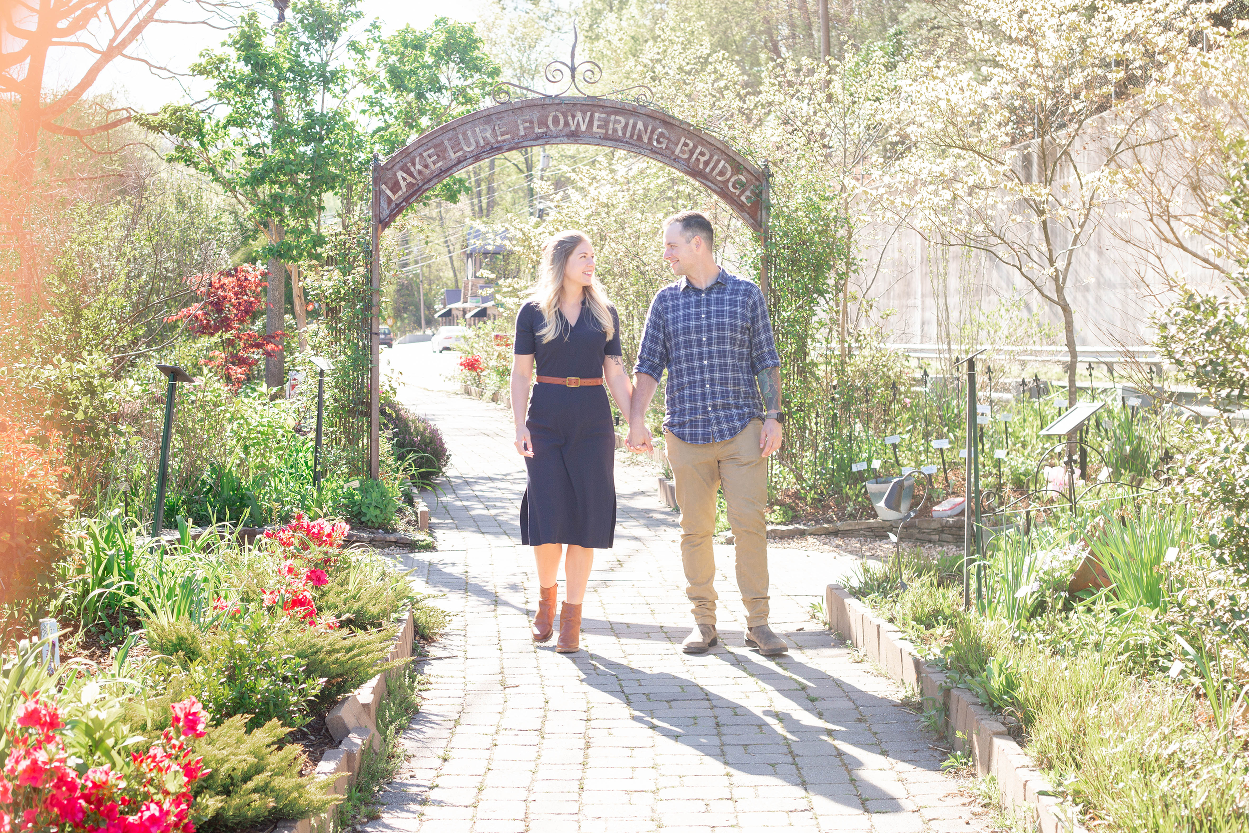 Engagement photos at Lake Lure Flowering Bridge | Christine Scott Photography