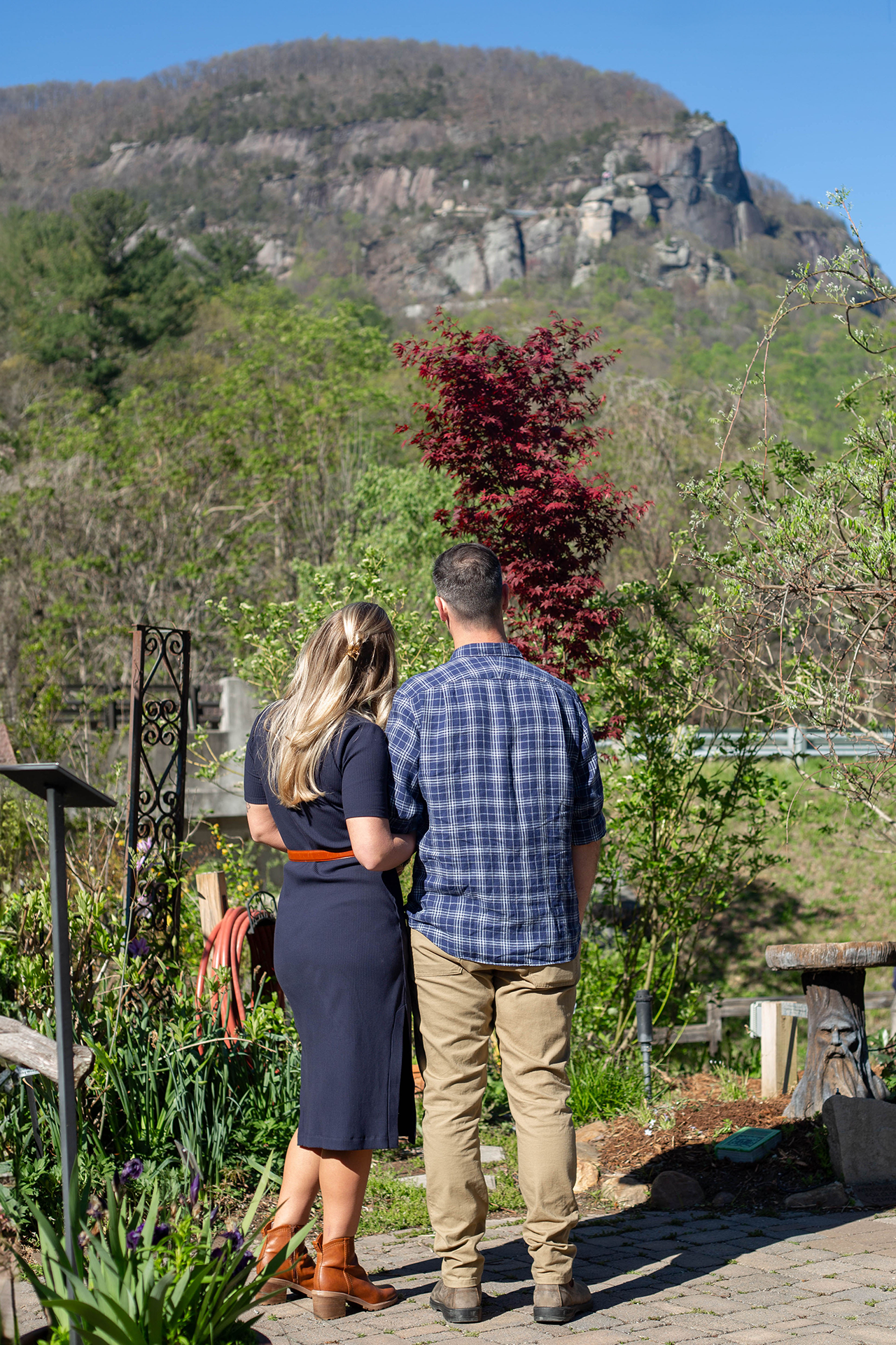 Engagement photos at Lake Lure Flowering Bridge | Christine Scott Photography