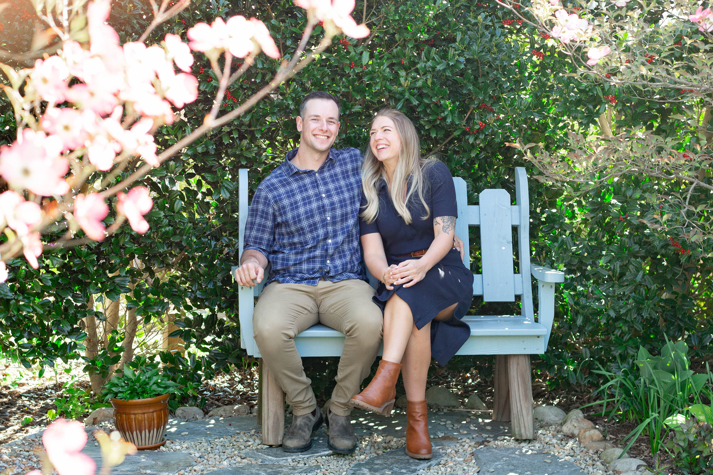 Engagement photos at Lake Lure Flowering Bridge | Christine Scott Photography