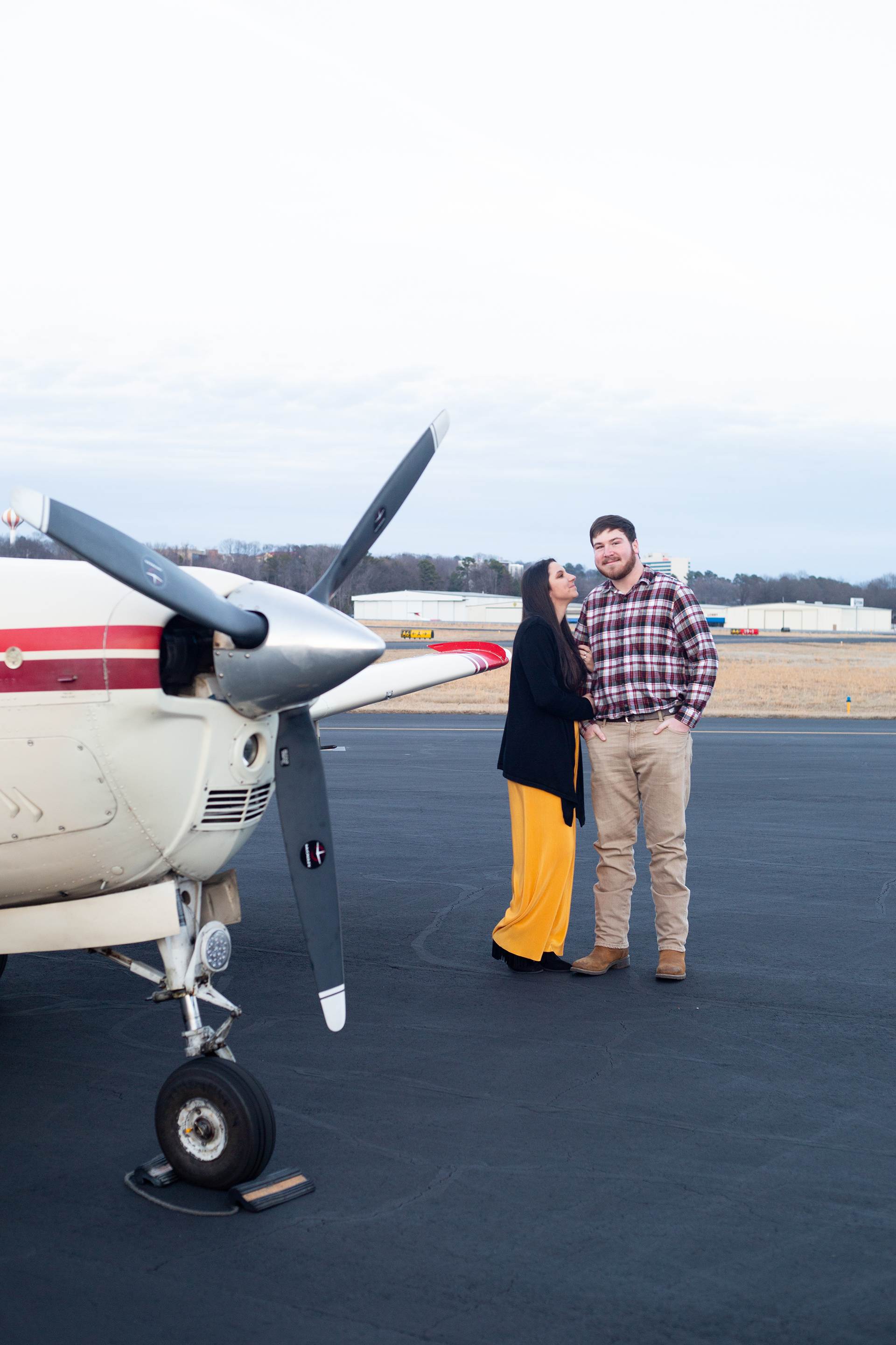 Engagement photos at Greenville Downtown Airport | Christine Scott Photography