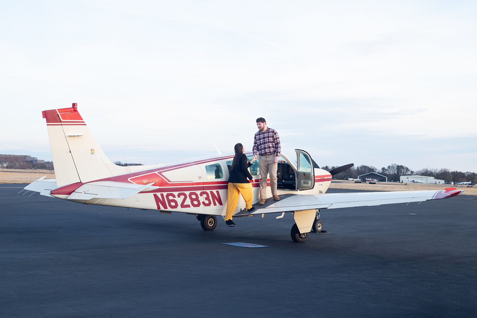 Proposal at Greenville Downtown Airport | Christine Scott Photography