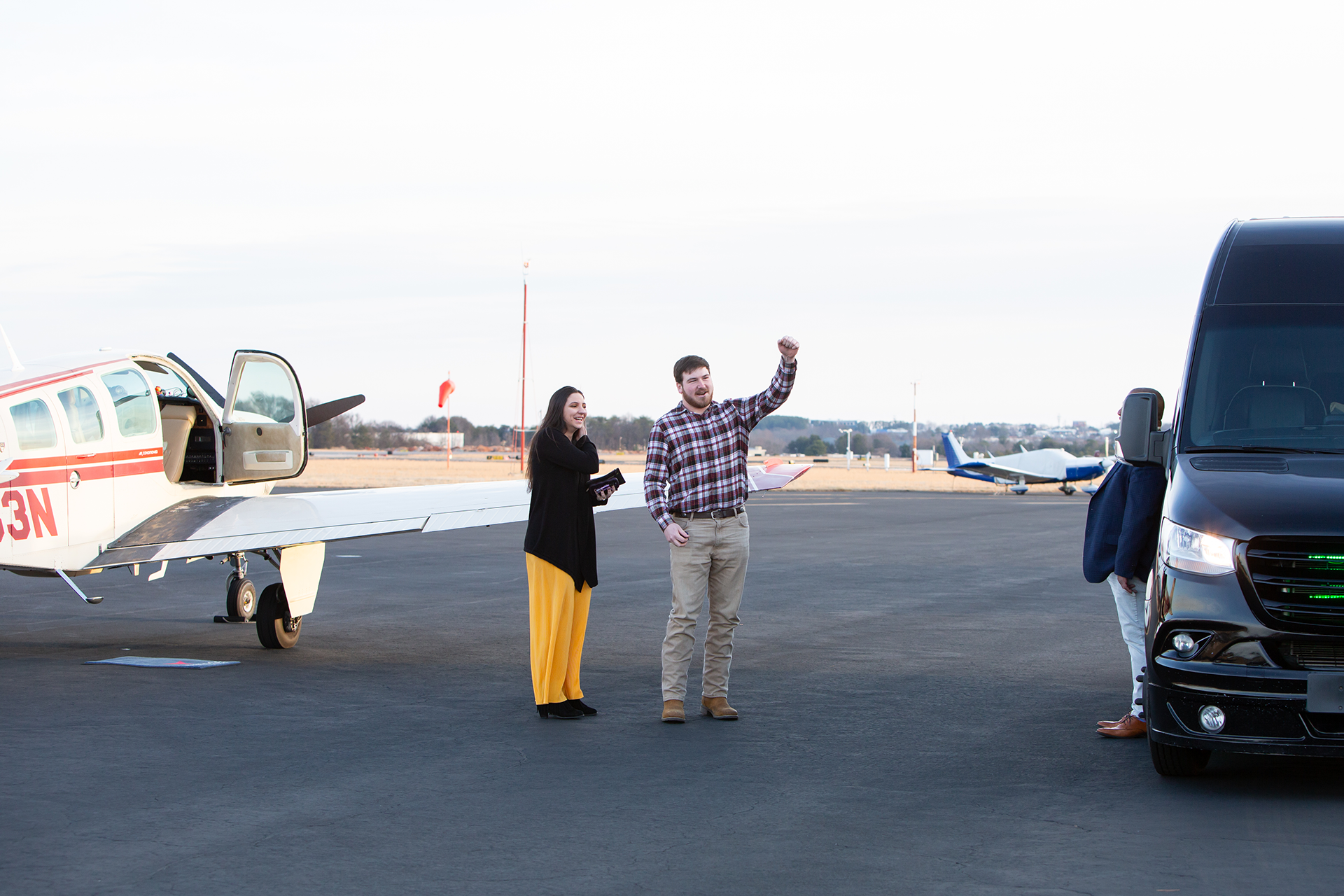 Engagement photos at Greenville Downtown Airport | Christine Scott Photography