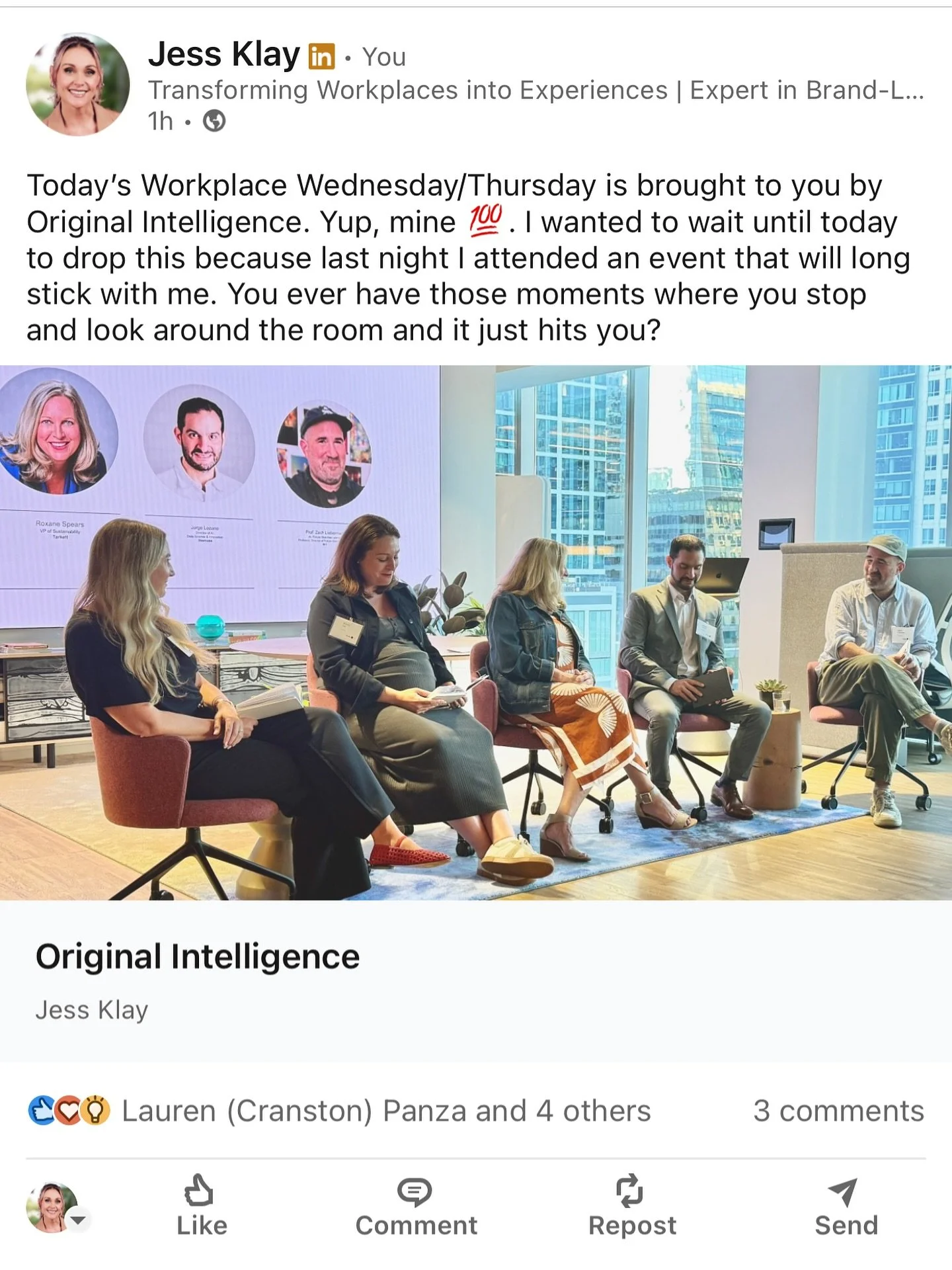 Today&rsquo;s Workplace Wednesday/Thursday is brought to you by Original Intelligence. Yup, mine 💯. https://www.linkedin.com/pulse/original-intelligence-jess-klay-jmd8e?utm_source=share&amp;utm_medium=member_ios&amp;utm_campaign=share_via