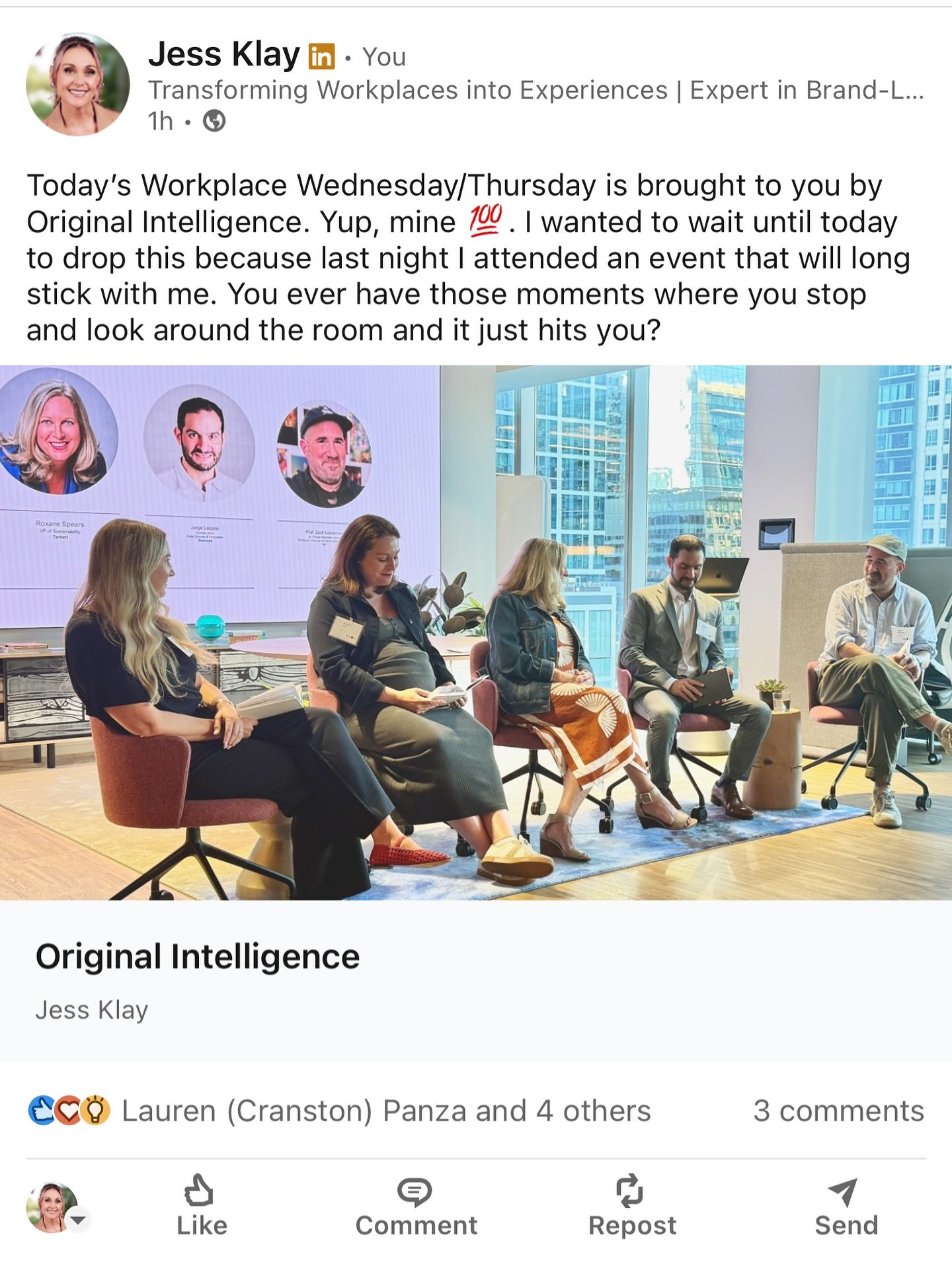 Today&rsquo;s Workplace Wednesday/Thursday is brought to you by Original Intelligence. Yup, mine 💯. https://www.linkedin.com/pulse/original-intelligence-jess-klay-jmd8e?utm_source=share&amp;utm_medium=member_ios&amp;utm_campaign=share_via
