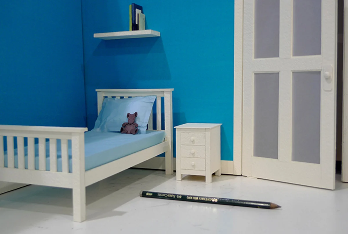 The Girl's Bedroom. Set made of painted card.